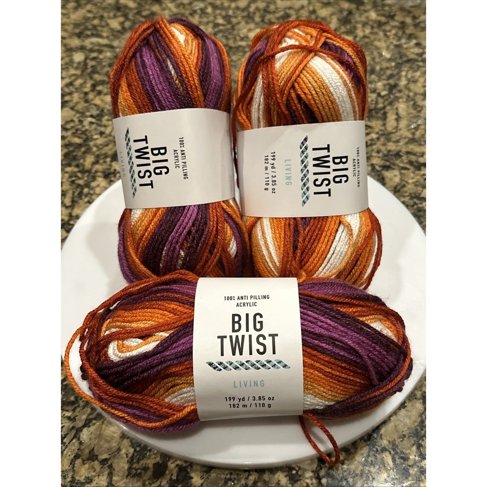 Big Twist Living SPIRIT Yarn Multicolor Anti Pilling 199 Yds LOT 3 Skeins